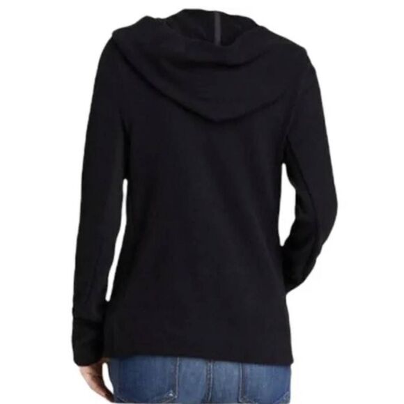 STANDARD JAMES PERSE black  HOOD ZIP FRONT SWEATSHIRT STRETCH jacket sz 2 (Mediu - Picture 2 of 6